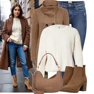 Outfit s Modrá/Tmavě modrá/Světle modrá Kožená bunda/Navlékací džíny/Kožené bundy/Džíny s Nízkým Sedem/Džín s Nízkým Pasem/Džíny s Dírou/Džíny s Rozparkem/Push up Džín/Kožené Boty/Kotníková Bota Only "Trendový zimní vzhled"