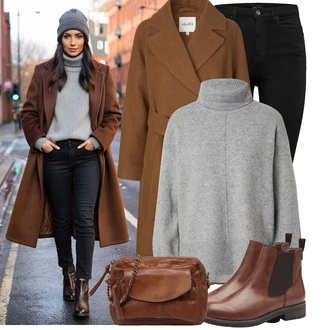 Outfit s Černá Legíny s Vysokým Pasem/Džínové Legíny/Skinny Kalhoty/Legíny s Rozparkem/Tregíny/Jeggings Only "Trendový zimní vzhled"