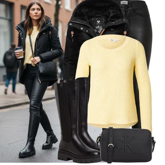 Jednobarevný Outfit s Černá Bunda s Kapucí/Jezdecká bunda/Bunda 2v1/Bunda s Bočním Zipem/Zimní Bund/Lyžařská bunda/Outdoorové Bundy/Podzimní bunda Ragwear, Černá Ovčí Kožešinová Bota/Bota na Platformě/Jezdecká Bota/Dlouhá Kozačka/Klasická kozačka/Kozačka po Kolena/Bota se širokým nohavici/Kozačka se zipem Tamaris "Trendový zimní vzhled"