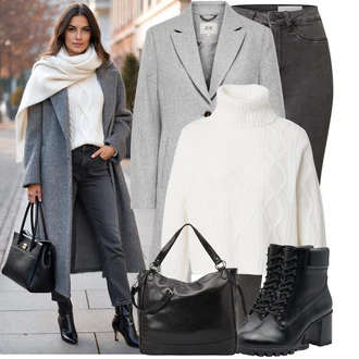 Outfity z džínu Vysoký Pas s Černá Dámské Džíny s Délkou 7/8/Motorkářské Džíny/Džíny s Rozparkem/Džíny s Nízkým Sedem/Push up Džín/Kožená bunda/Slim Fit Džíny/Navlékací džíny/Kožené Boty/Sweat Džíny/Termální Džíny/Zimní bunda Noisy may "Trendový zimní vzhled"