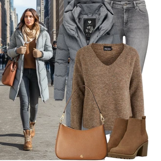 Karneval Outfit s Hnědá/Béžová/Bílá Nezařazené Polo Ralph Lauren "Trendový zimní vzhled"Look: Malle, Bar, Koncert, Škola, Karneval, Galavečer, Den matek