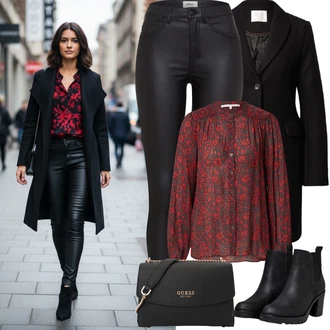 Outfit s Černá Kotníková Bota s Podšívkou/Chelsea Boty/Kožená kotníková bota/Gumová Kotníková Bota/Kožená bunda Only "zimní outfit"