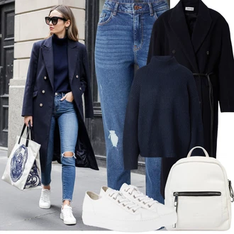 Vysoký Pas Outfit s Světle modrá/Modrá Džíny s Rozparkem/Kožené bundy/Džíny s Dírou/Girlfriend Džíny/Kotníková Bota/High Waist Džínové Kalhoty/Boyfriend Džínové kalhoty Pieces "zimní outfit"