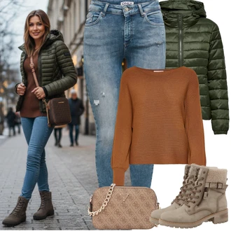 Bar Outfit s Tmavě zelená/Zelená Prošívaná Bunda/Bunda z umělých vláken/Udržitelná bunda/Otočná Bunda/Podzimní bunda/Bunda s Kapucí/Nafukovací Bund/Letní peřová bunda/Puchová Bund/Sbalitelné Bund/Zimní Bund Only "zimní outfit"Look: Bar, Svátek cukru, Koncert, Festival, Galavečer, Nový Rok, Škola