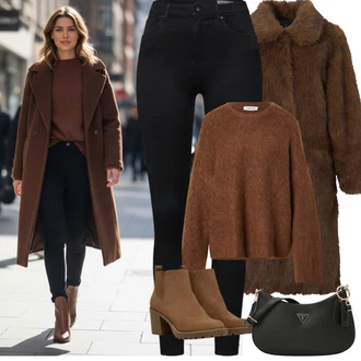 Outfity z džínu Vysoký Pas s Černá Kožená bunda/Motorkářské Džíny/Termální Džíny VERO MODA "zimní outfit"