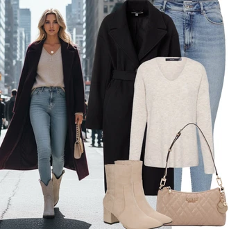 Outfity z džínu Vysoký Pas s Modrá/Světle modrá Džíny s Rozparkem/Navlékací džíny/Dámské Džíny s Délkou 7/8/High Waist Džínové Kalhoty/Zkrácené Džíny/Kotníková Bota/Kožená bunda/Push up Džín Only "zimní outfit"