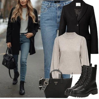 Outfit s Béžová/Šedá/Hnědá Sveter Jednoduchý Svetr/Svetr s límečkem/Svetr Carmen/Basic Svetr/Kašmírový Svetr/Rolák/Vlněný Svetr/Svetr z Jemné Pleteniny JdY "zimní outfit" Outfit s Béžová/Šedá/Hnědá Sveter Jednoduchý Svetr/Svetr s límečkem/Svetr Carmen/Basic Svetr/Kašmírový Svetr/Rolák/Vlněný Svetr/Svetr z Jemné Pleteniny JdY "zimní outfit"