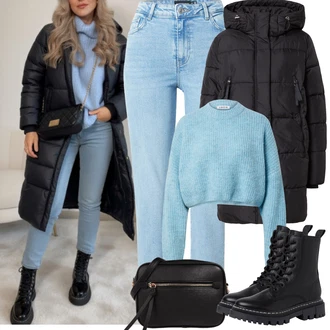 Outfit s Světle modrá/Modrá Sveter Jednoduchý Svetr/Crop Svetr/Mohair Pullover/Basic Svetr Edited "zimní outfit" Outfit s Světle modrá/Modrá Sveter Jednoduchý Svetr/Crop Svetr/Mohair Pullover/Basic Svetr Edited "zimní outfit"