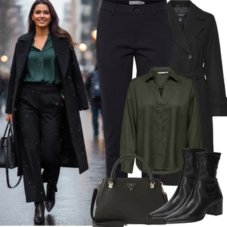 Outfity na zimu Culotte s Tmavě modrá/Černá Nezařazené Fransa "zimní outfit"