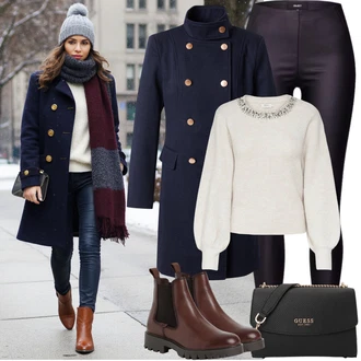 Outfit s Černá/Tmavě zelená/Tmavě šedá/Khaki Tregíny/Legíny Vinylový Legín/Legíny Kožený Vzhled/Legíny s Rozparkem/Kalhoty z Umělé Kůže/Kožený Legíny Object "zimní oblečení"