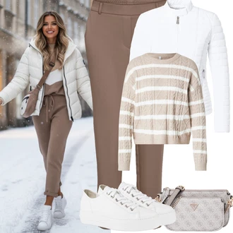 Outfity na zimu s Bílá/Krémová/Stříbrný Úzká Teniska/Teniska na platformě/Tenisky s Bočním Zipem/Nízká Teniska/Kožené Tenisky/Plátěná Teniska Paul Green "zimní oblečení"