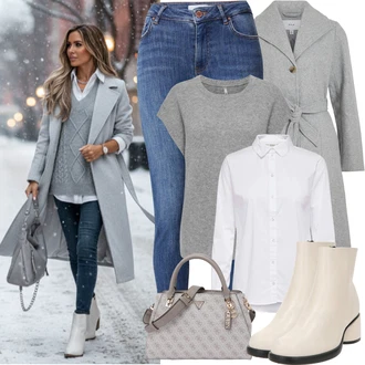 Katoen Bavlna Outfit s Bílá/Krémová Halenka Halenkové Body/Halenka se Stojatým Límcem/Halenka Slim Fit/Blůza s knoflíčkem/Businessová Halenka/Halenka s Dlouhým Rukávem/Žehlení odolná blůza JdY "zimní oblečení"