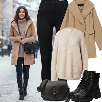 Outfity z džínu Vysoký Pas s Černá Kožená bunda/Motorkářské Džíny/Termální Džíny VERO MODA "zimní outfit"