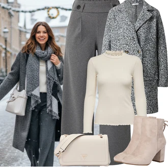 Old Money Outfit s Béžová/Hnědá Kozačka Kotníková Bota Na Podpatku/Zimní kotníková bota/Kotníková Bota s Podšívkou/Letní kotníková Kozačka/Šněrovací Kotníková Bota About You "zimní outfit"Look: Ležérní, Cool, Elegantní, Krásný, Old Money