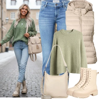 Outfit s Světle Modrá/Modrá Džíny s Rozparkem/Džín s Nízkým Pasem/Push up Džín/Kožené Boty/Slim Fit Džíny/Kotníková Bota/Džíny s Nízkým Sedem/Džíny Regular Fit/Kožená bunda/Zimní bunda Marc O'Polo "zimní outfit"