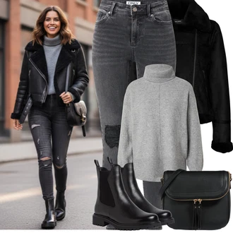 Outfity na zimu Elegantní Dlouhé s Černá/Hnědá Taška/Klasická Taška Přes Rameno/Brašna/Sportovní Taška Přes Rameno About You "zimní oblečení"Look: Rad, Šik, Klasické, Elegantní, Cool, Kancelář, Old Money, Vintage