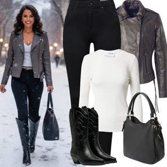 Outfity z džínu Zima s Krémová/Bílá/Oranžová/Khaki Jednoduchý top/Pletený top/Pletené tričko/Košile s dlouhým rukávem/Roláková Košile/Košilový top SELECTED FEMME/Selected "zimní oblečení"