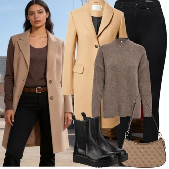 Outfity z džínu Zima s Béžová/Hnědá/Oranžová guido maria kretschmer women "zimní oblečení"