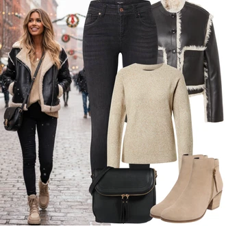 Outfit s Černá/Tmavě šedá Skinny Kalhoty/Jeggings/Džínové Legíny VERO MODA "zimní oblečení"