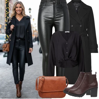 Outfit s Hnědá/Béžová Bagetová taška/Taška/Klasická Taška Přes Rameno/Taška Na Notebook/Kancelářská Taška/Brašna/Sportovní Taška Přes Rameno About You "zimní oblečení"