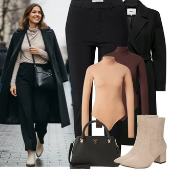 Outfity na zimu Culotte s Černá Úzká Kalhoty/Skinny Kalhoty/Tregíny/Obleková Kalhoty/Kalhoty s Vysokým Pasem/Business Kalhoty/Kalhoty se Štěrbinou/Strečová Kalhoty Freequent "zimní outfit"