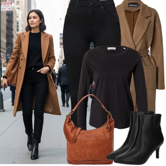 Outfity z džínu Zima s Černá/Hnědá Pletené tričko/Košile s dlouhým rukávem/Roláková Košile/Sportovní top/Tričko/Jednoduchý top/Funkční tričko/Dlouhá košile/Košilový top Marc O'Polo "zimní oblečení"