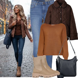 Ležérní Outfit s Modrá/Světle modrá Jeggings/Skinny Kalhoty/Džínové Legíny VERO MODA "zimní oblečení"Look: Styl, Ležérní, Cool, Disko, Moderní, Krásný, Old Money, Skromné