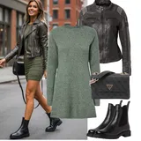 Černé, Hnědé Gumové Kotníkové Boty Outfity image