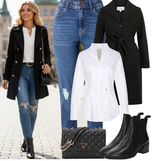 Vysoký Pas Outfit s Světle modrá/Modrá Džíny s Rozparkem/Kožené bundy/Džíny s Dírou/Girlfriend Džíny/Kotníková Bota/High Waist Džínové Kalhoty/Boyfriend Džínové kalhoty Pieces "zimní oblečení"