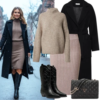 Koncert Outfit s Černá/Béžová/Modrá Nezařazené Only "zimní outfit"Look: Bar, Koncert