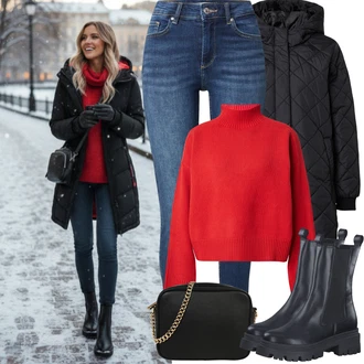 Outfity na zimu Elegantní Dlouhé s Černá/Bílá/Růžová Taška/Klasická Taška Přes Rameno/Malá Taška/Brašna/Sportovní Taška Přes Rameno About You "zimní oblečení"Look: 20 léta, Klasické, Elegantní, Old Money, Nadrozměrné