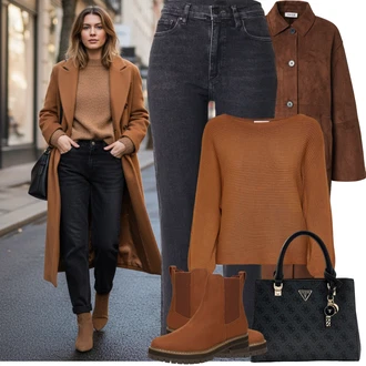 Outfit s Modrá/Světle šedá/Černá/Tmavě modrá/Šedá/Tmavě šedá Girlfriend Džíny/Džíny s Rozparkem/Zkrácené Džíny/Slim Fit Džíny/Zužující se Džíny/Mom Jean/Džíny Regular Fit/Rovná Džína/Termální Džíny/High Waist Džínové Kalhoty/Dámské Džíny s Délkou 7/8/Zimní bunda Armedangels "zimní outfit"