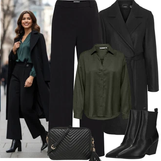 Klasické Outfit s Černá Nezařazené VERO MODA "zimní outfit"Look: Klasické, Příliš oblečený, Old Money, Cool, Kancelář, Elegantní, Nadrozměrné