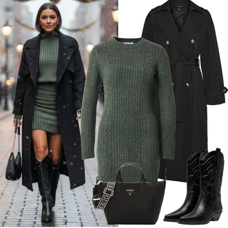 Jednobarevný Outfit s Tmavě zelená/Černá/Khaki/Tmavě šedá/Hnědá/Šedá Nezařazené VERO MODA, Černá/Béžová/Modrá Nezařazené Only "zimní oblečení"