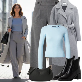 Outfity na zimu Culotte s Šedá/Světle šedá/Tmavě šedá Kožená Pánská Bund/3/4 Kalhoty/Culotte Kalhoty/Mušelínové kalhoty/Plisovaná kalhoty/Široká Kalhoty/Palazzo Kalhoty JdY "zimní oblečení"