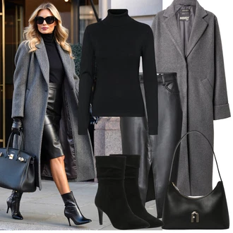 Outfit s Černá Sveter Rolák Vero Moda Petite "zimní outfit" Outfit s Černá Sveter Rolák Vero Moda Petite "zimní outfit"