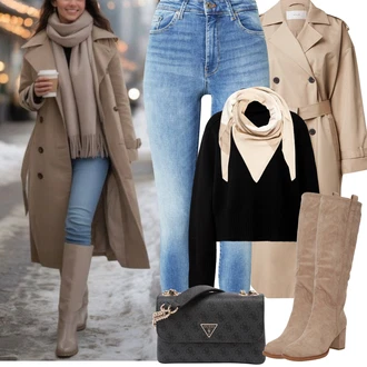 90tá léta, Styl Outfit s Světle modrá/Modrá Džíny s Rozparkem/Džíny s Dírou/Push up Džín/Kožené Boty/Navlékací džíny/Kotníková Bota/Kožená Pánská Bund/Kožená bunda/Zimní bunda/High Waist Džínové Kalhoty VERO MODA "zimní outfit"Look: Styl, Emo, 90tá léta, Cool, Krásný, Old Money, Bezešvé