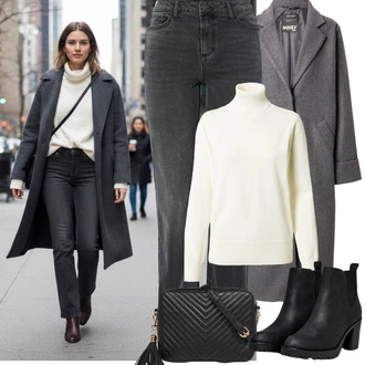 Outfit s Krémová/Bílá Sveter Jednoduchý Svetr/Svetr s límečkem/Kašmírový Svetr/Kašmírový Svetr/Rolák/Svetr z Jemné Pleteniny SAINT TROPEZ "zimní outfit" Outfit s Krémová/Bílá Sveter Jednoduchý Svetr/Svetr s límečkem/Kašmírový Svetr/Kašmírový Svetr/Rolák/Svetr z Jemné Pleteniny SAINT TROPEZ "zimní outfit"