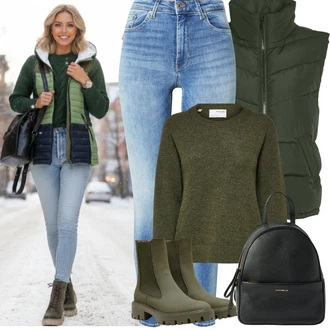 Outfity z džínu Zima s Tmavě zelená Noisy may "zimní oblečení"