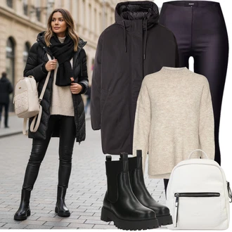 Outfit s Šedá/Hnědá/Béžová/Khaki/Bílá Sveter Jednoduchý Svetr/Svetr s límečkem/Kašmírový Svetr/Mohair Pullover/Oversize Svetr/Basic Svetr/Kašmírový Svetr/Vlněný Svetr VERO MODA "zimní outfit" Outfit s Šedá/Hnědá/Béžová/Khaki/Bílá Sveter Jednoduchý Svetr/Svetr s límečkem/Kašmírový Svetr/Mohair Pullover/Oversize Svetr/Basic Svetr/Kašmírový Svetr/Vlněný Svetr VERO MODA "zimní outfit"