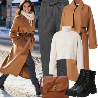 Outfit s Světle šedá/Fialová/Šedá/Tmavě šedá/Růžová Tvídová Kalhoty/Mušelínové Kalhoty/Obleková Kalhoty/Látková Kalhoty/Business Kalhoty/Kalhoty s Vysokým Pasem/Paperbag Kalhoty/Mrkvová Kalhoty/Ležérní Kalhoty/Kalhoty s nášivkou uprostřed Only "zimní outfit"