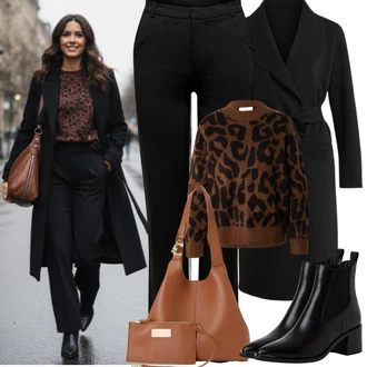 Bar Outfit s Černá Dlouhý kabát/Kašmírový Kabát/Midi Kabát/Vlněný kabát/Vlněný Kabát/Lodenový kabát Vila, Černá JdY "zimní outfit"Look: Bar, Koncert, Firemní večírek, Den matek, Nový Rok, Zvláštní příležitosti