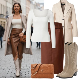 Outfity na zimu Culotte s Červená/Hnědá bella x about you "zimní oblečení"