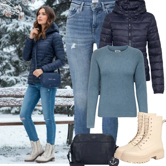 Lumberjack Outfit s Béžová/Khaki Šněrovací Kotníková Bota/Bota na Platformě/Klasická kozačka/Šněrovací Kozačka na Platformě/Bojová Bota About You "zimní oblečení"