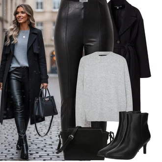 Outfit s Černá/Bílá Legíny Vinylový Legín/Kožený Legíny/Legíny Kožený Vzhled/Kožená Kalhoty/Kalhoty z Umělé Kůže Edited "zimní oblečení"