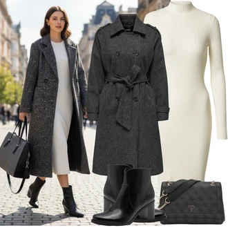 Outfity na zimu Svatební host s Bílá/Béžová/Khaki/Krémová Edited "zimní outfit"