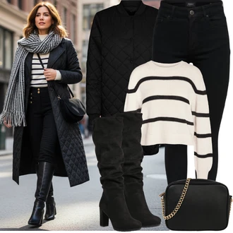 Karneval Outfit s Černá/Bílá/Růžová Taška/Klasická Taška Přes Rameno/Malá Taška/Brašna/Sportovní Taška Přes Rameno About You "zimní outfit"Look: Bar, Karneval, Koncert, Galavečer