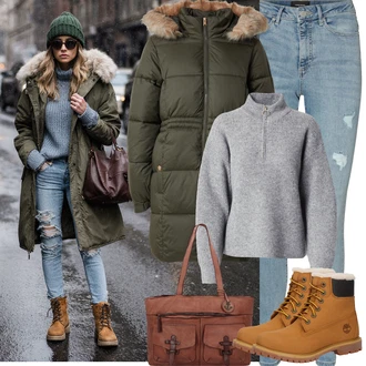 Outfit s Světle modrá/Modrá Kalhoty s dírou/Džínové Legíny/Jeggings/Skinny Kalhoty/Kalhoty se Štěrbinou VERO MODA "zimní outfit"