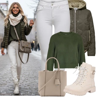 Outfit s Šedá/Bílá/Krémová/Stříbrný Kalhoty Džínové Legíny/Jeggings/Push up Kalhoty/Skinny Kalhoty/Tregíny next lvl "zimní oblečení"