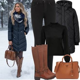 Outfit s Černá Jednoduchý Svetr/Svetr s límečkem/Svetr Carmen/Basic Svetr/Kašmírový Svetr/Rolák/Vlněný Svetr/Svetr z Jemné Pleteniny JdY "zimní outfit"